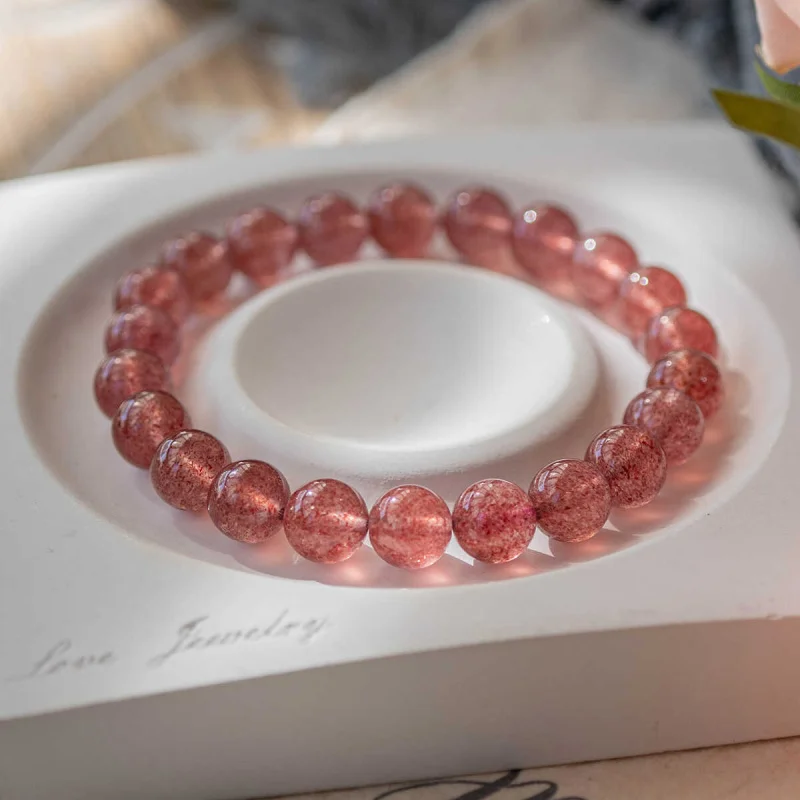 

Natural Strawberry Quartz Bracelet Women, Pink, Fashionable And Versatile