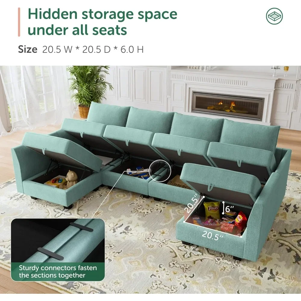 Modular Sectional Couch with Reversible Chaise L-Shape Sofa 4-Seat Corner Couch Modular Sofa with Storage Seat