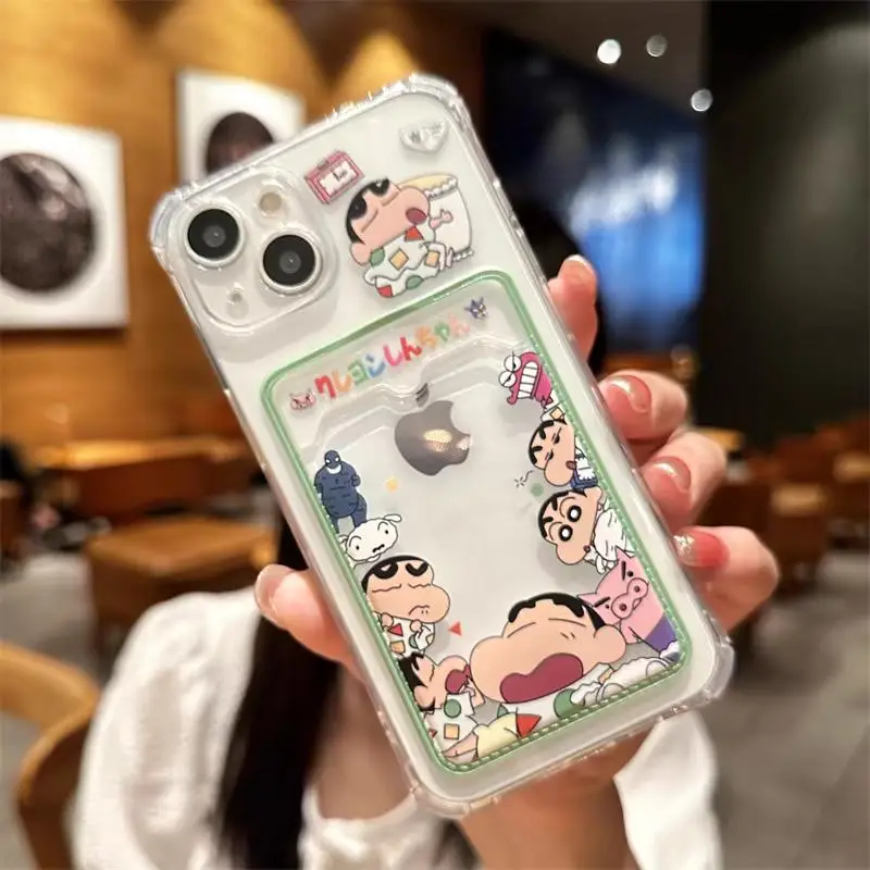 Cute Crayons Shin-chans Photo Card Slot Wallet Case For Samsung Galaxy S24 Ultra S23 S22 A55 A35 A34 A54 A53 A32 Cover Fun