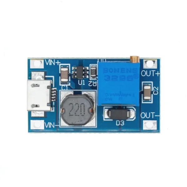 MT3608 DC-DC Adjustable Boost Module 2A Booster Board Boost Module TYPE-C MICRO USB 2V-24V to 5V 9V 12V 28V