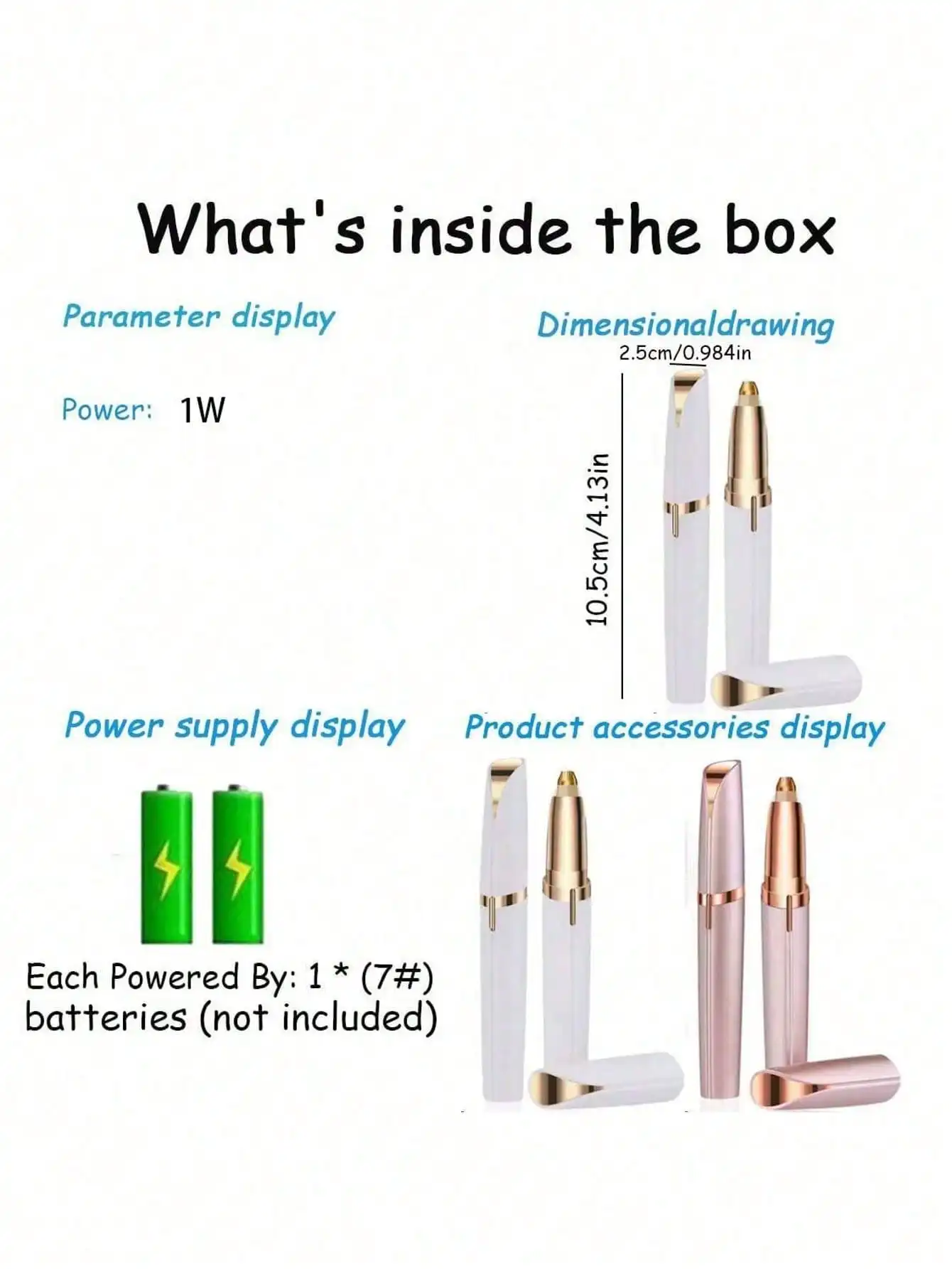 2026 電動眉毛トリマー 眉毛脱毛器 女性用 顔の毛の除去ツール 電池式9（電池なし）
