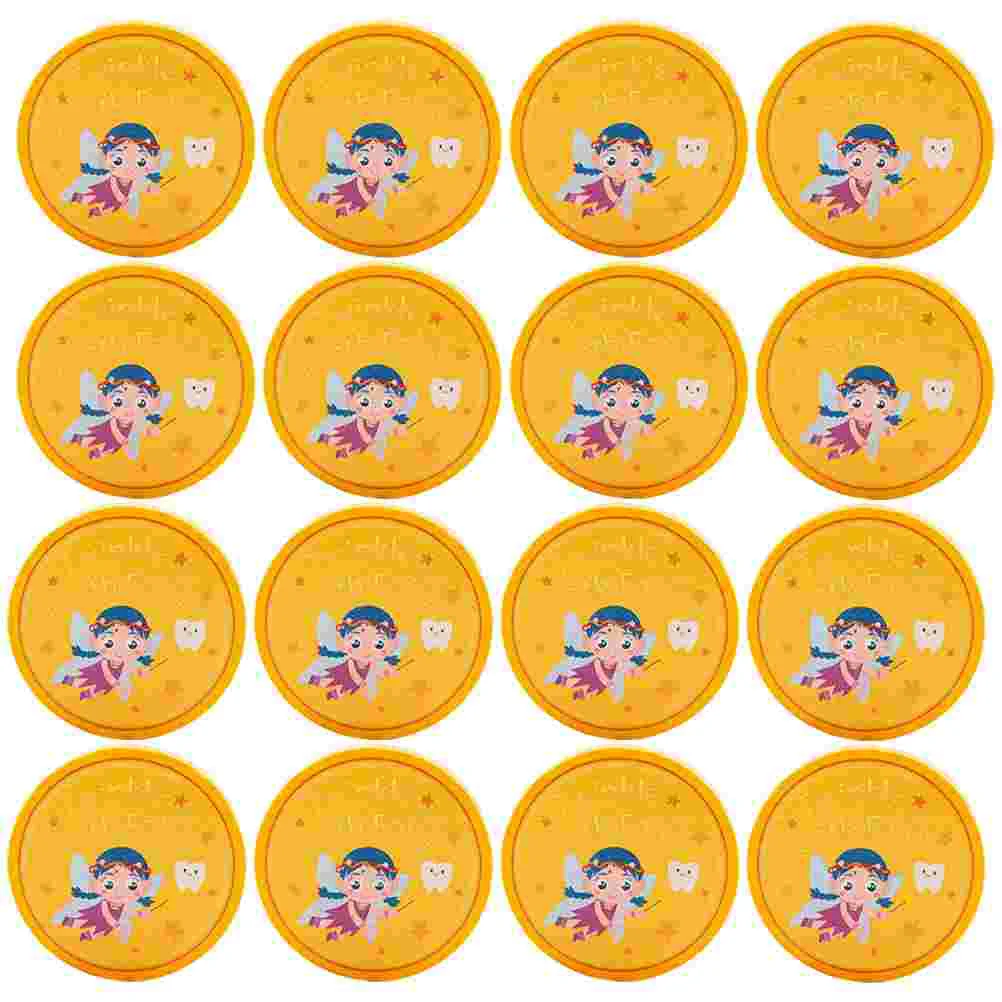 20 Pcs Tooth Coin Tooth-fairy Reward Coins Toy Golden Wood Souvenir Medal Child