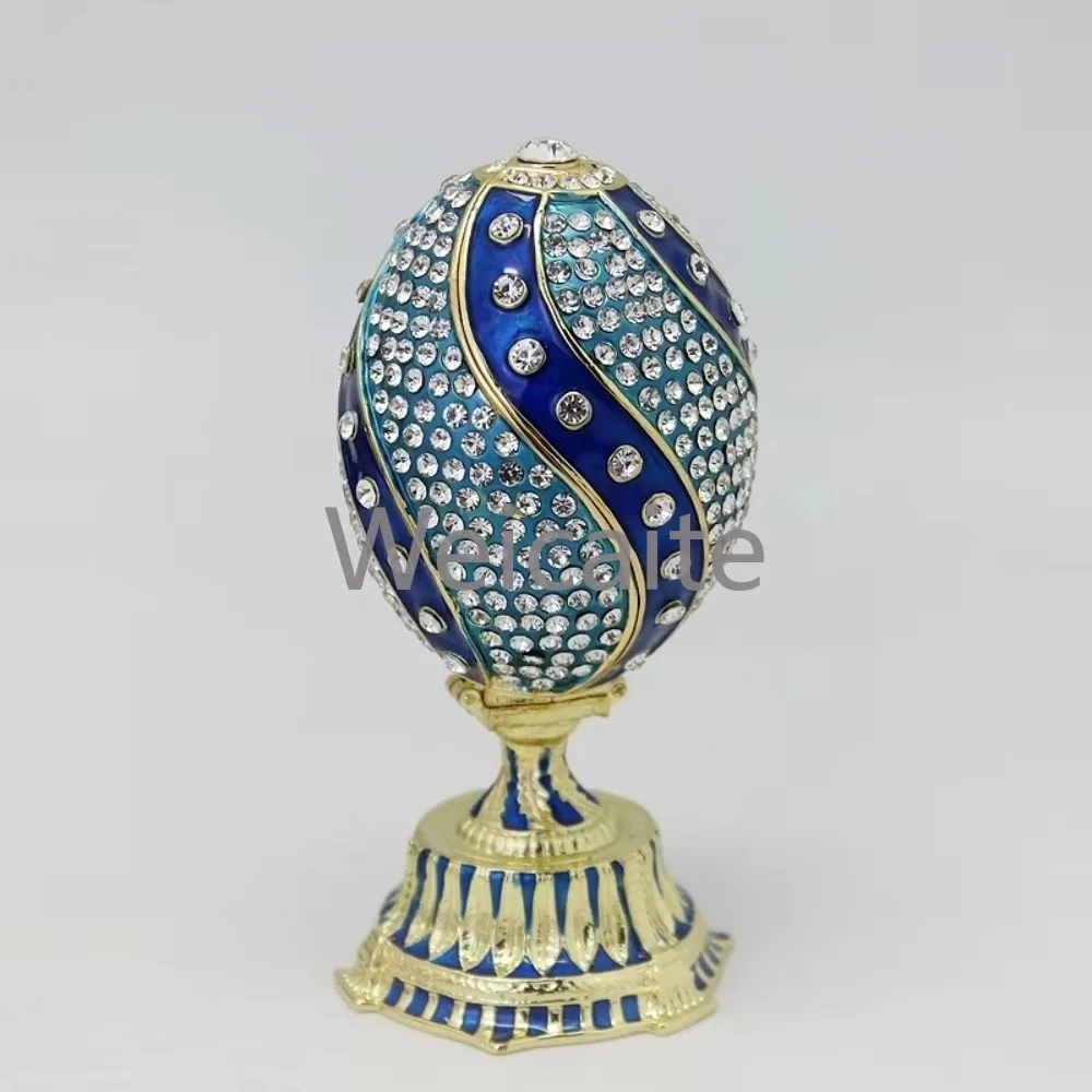Panier De Fleurs Rayé En Émail، Boîte À Bijoux En Forme D'oeuf De Faberge، Boîte Decoration D' oeuf، Cadeau Pâque
