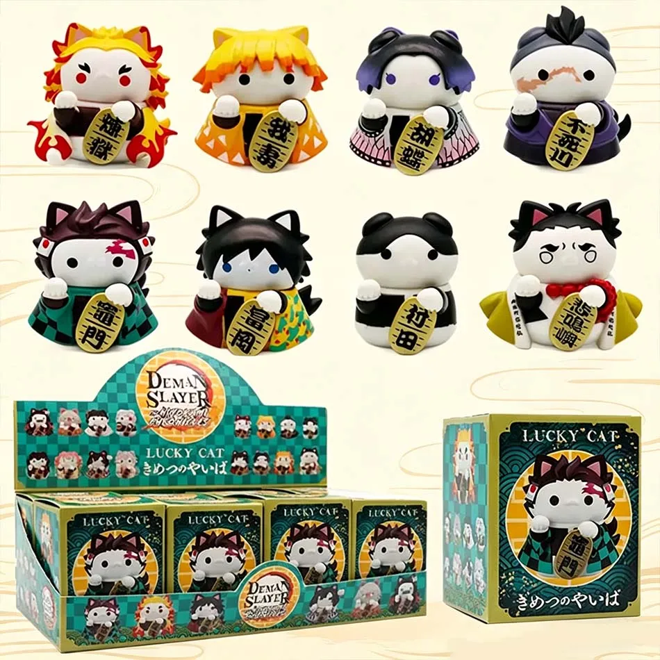 8-teiliges Anime Demon Slayer Blindbox-Set mit Tanjiro Kamado und Nezuko Cartoon-Figuren aus PVC, Deko-Ornament, Weihnachts- und Halloween-Geschenk für Kinder