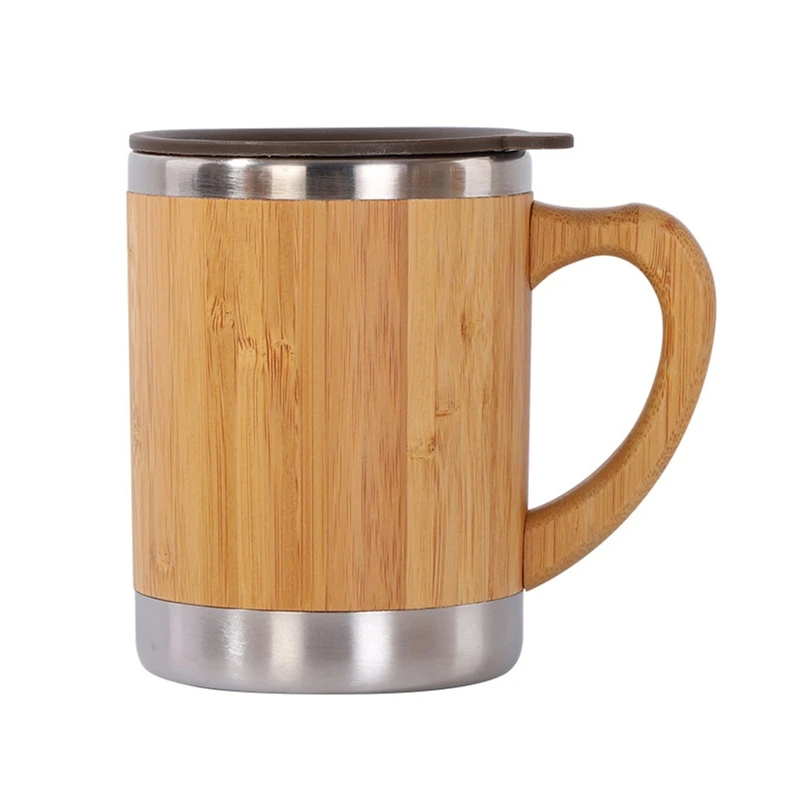 

Y166 Bamboo Coffee Tea Cup Insulated Coffee Mug for Office Keeps Drinks Hot or Cold