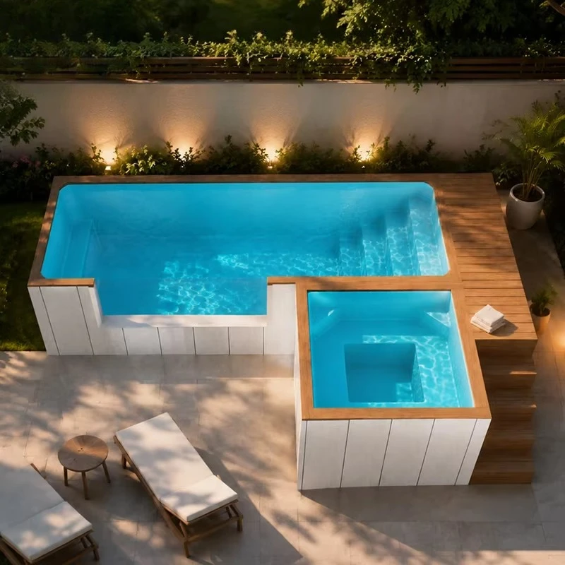 Factory Prefabricated Shipping Container Swimming Pool Outdoor Large Luxury Fiberglass Swimming Pool with Acrylic Glass Window