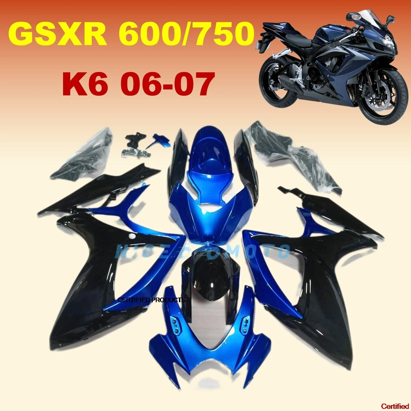 For GSX-R600 750 GSXR600 06 07 GSXR750 2006 2007 K6 Motorcycle Fairing Kit ABS Plastic Body Fairings Bodywork kits