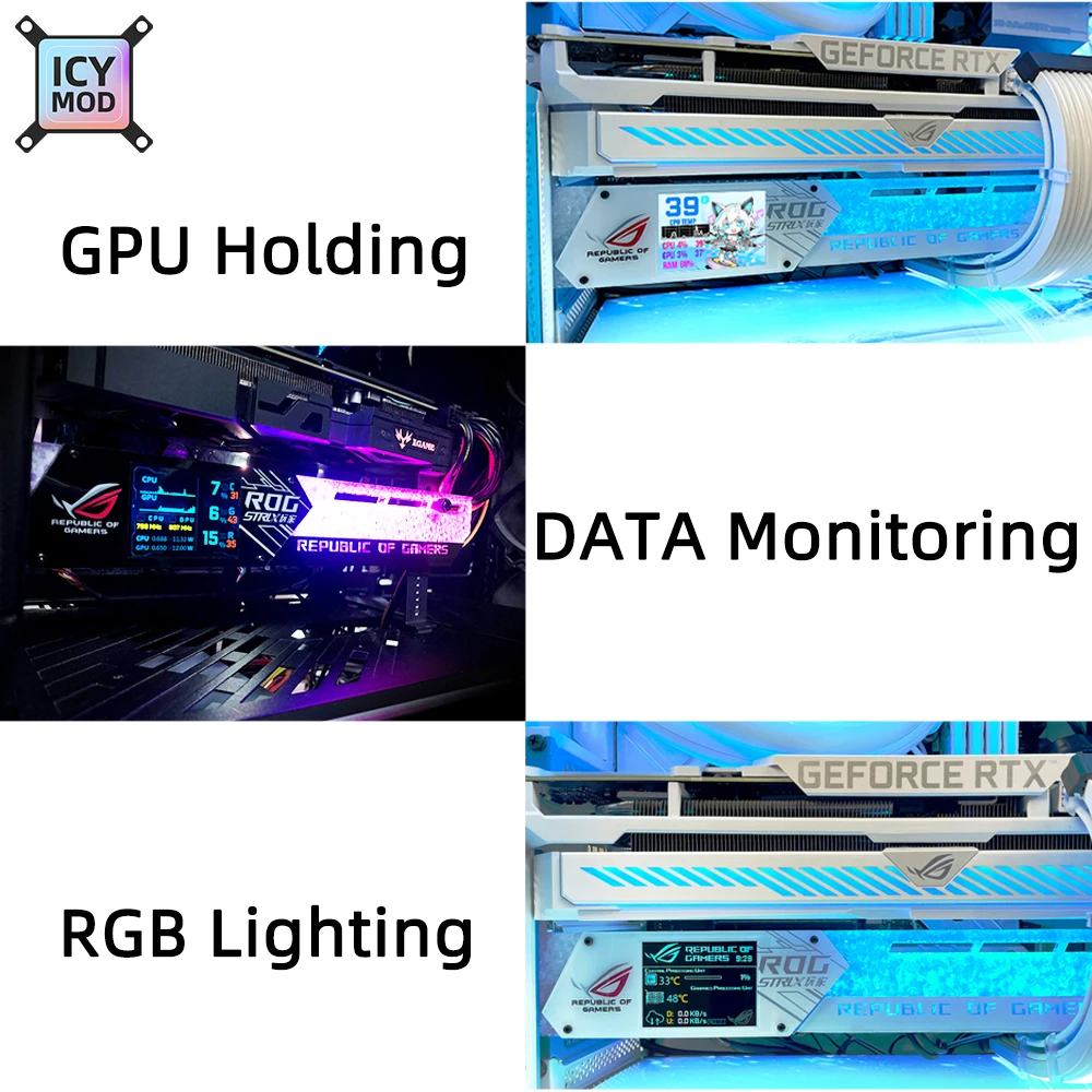 LCD GPU Bracket RGB VGA Support 2.2 Inch Display Temperature Detection ROG Graphics Cards Stand Video Card Holder AURA SYNC MOD