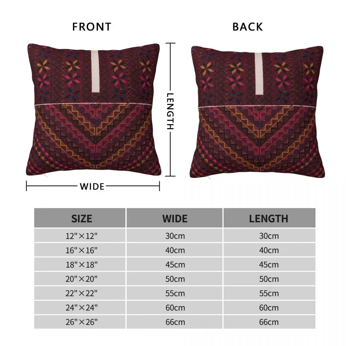 Hebron Thobe Heritage Square Pillowcase Polyester Linen Velvet Creative Zip Decor Sofa Seater Cushion Cover
