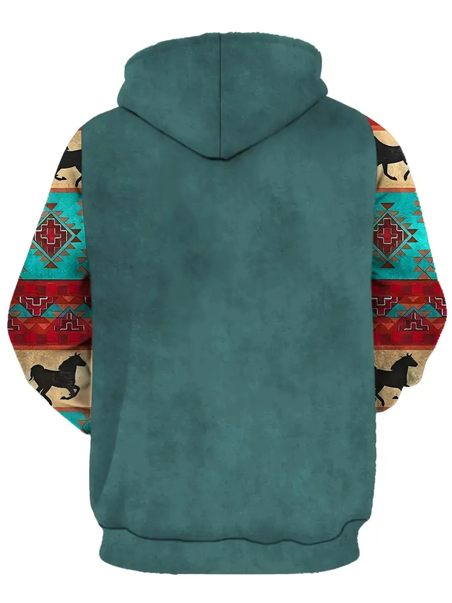 2025 new men's hoodie Green cow totem 3D printing men's retro hoodie autumn and winter leisure street retro men's hoodie