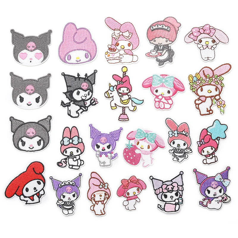 Cartoon cute Sanrio embroidery patches Kuromi ironing iron patch children\'s clothing patch bags,shoes, hats, decorative stickers