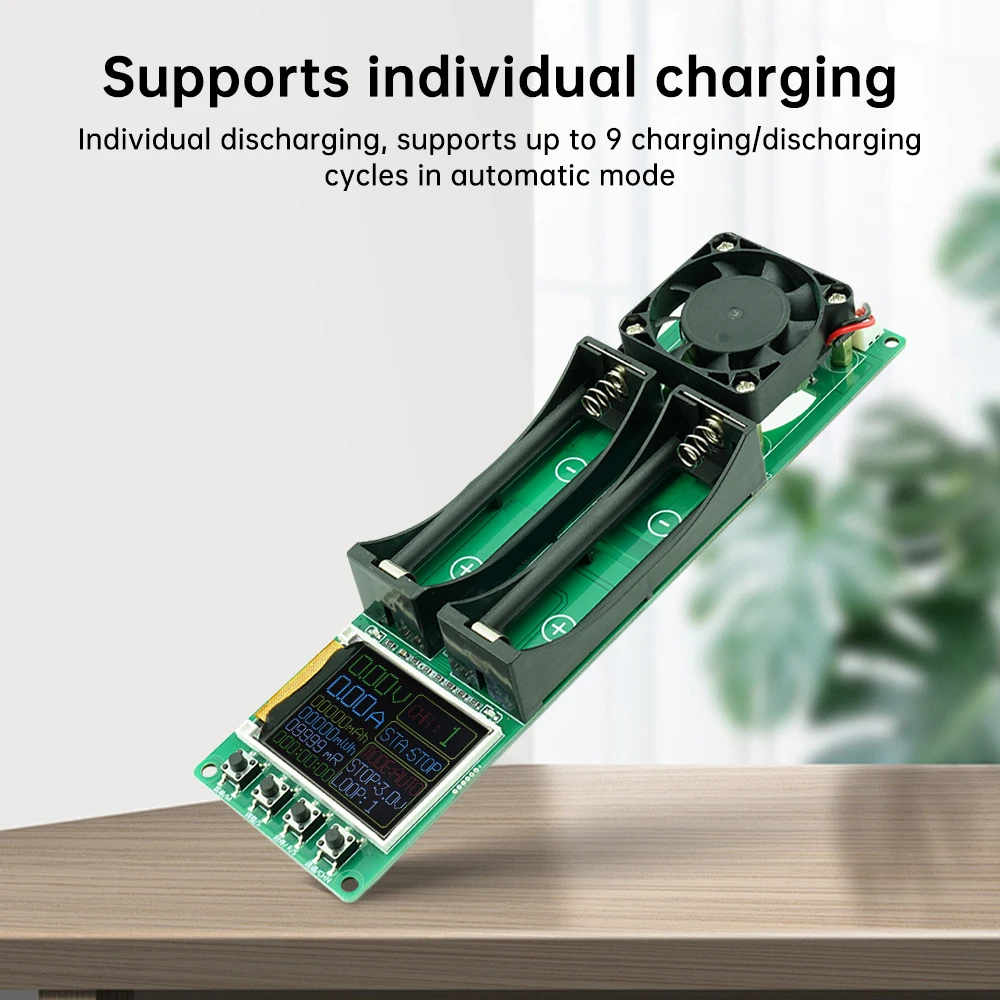 DC 5V 2-Way 18650 Lithium Battery Capacity Tester Internal Resistance Test Module Charge/Discharge Test with LED Display