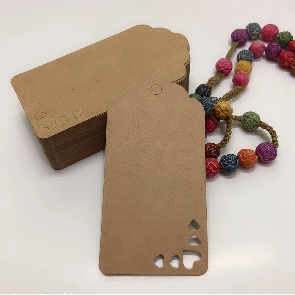

100pcs Love Tags Blank Kraft Paper Gift Jewelry Price Hanging Decor Cards 10m Hemp Rope Durable Art Project Supplies