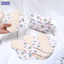 Reusable Sanitary Pads Washable Cotton Panty Liners Soft Cloth Menstrual Pads 4pcs Pads with 1pc Mini Wet Bag