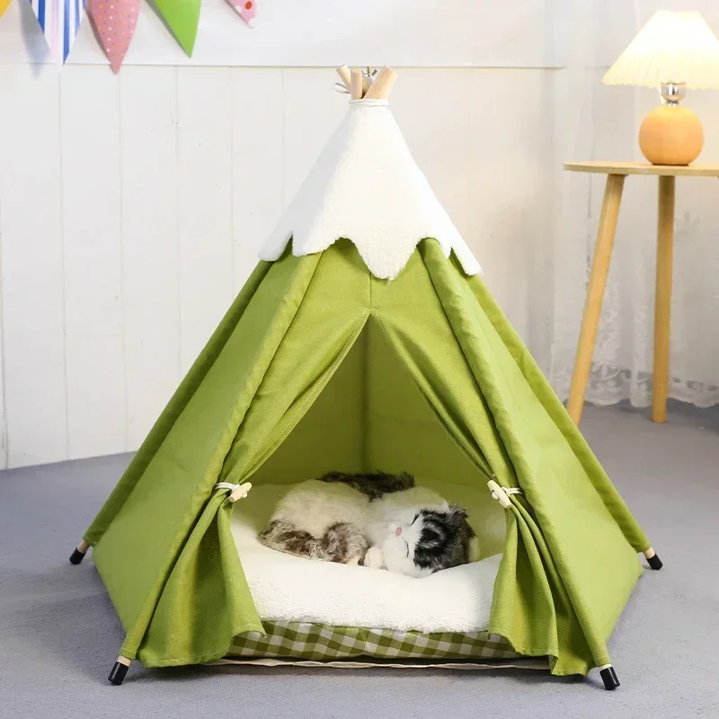 Tiendas tipi para mascotas para perros pequeños o gatos, cama dulce para cachorros, casas lavables para perros o gatos con cojín de felpa grueso,