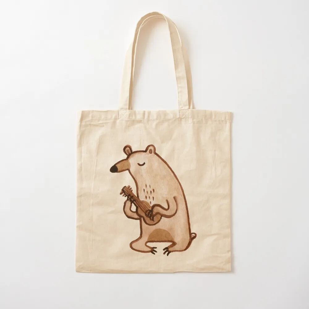 Ukulele Bear Tote Bag Canvas shoulder bag female bag Cloth bags cute pouch