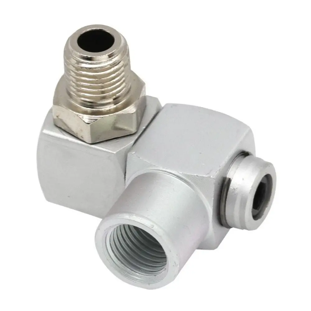 NEW Aluminum Air Hose Connector Pneumatic Accessories 360 Swivel Adapter Flow Silver 1/4