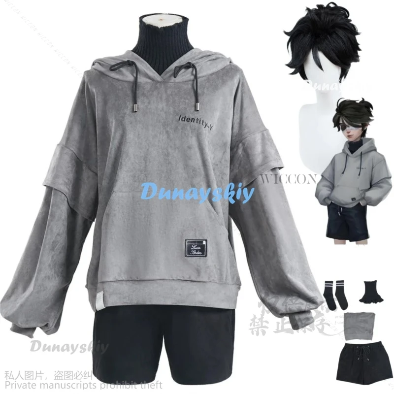 Anime Game Identity ⅤLuca Balsa Prisoner Cosplay Costume Esports Hoodie Daily Uniforms Hoodies Wig Man Halloween Party Suit