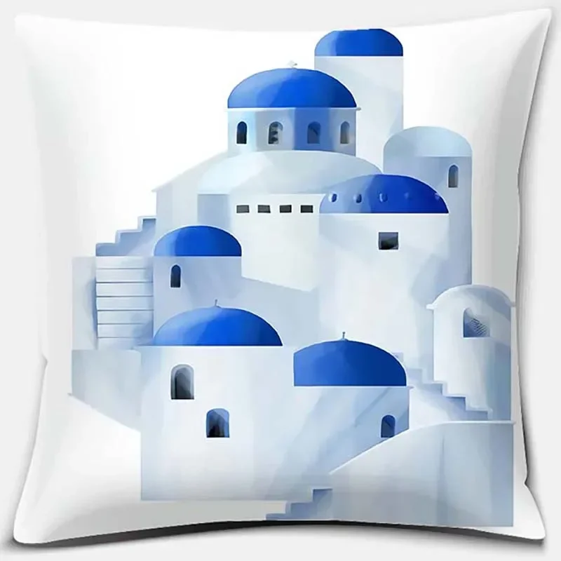 45*45cm Greek Santorini series pattern pillow square pillowcase cushion cover home sofa