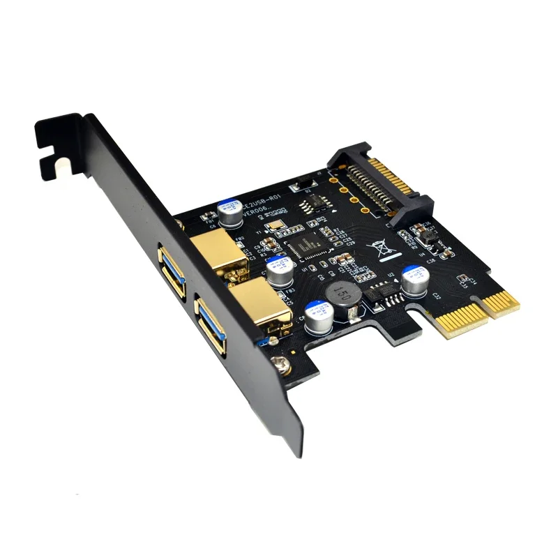 Tarjeta de expansión USB 3,0 PCI Express, adaptador de tarjeta PCIE USB 3,0, 5Gbps, 2 puertos USB 3,0, conector de alimentación PCI-E PCI Express SATA para PC