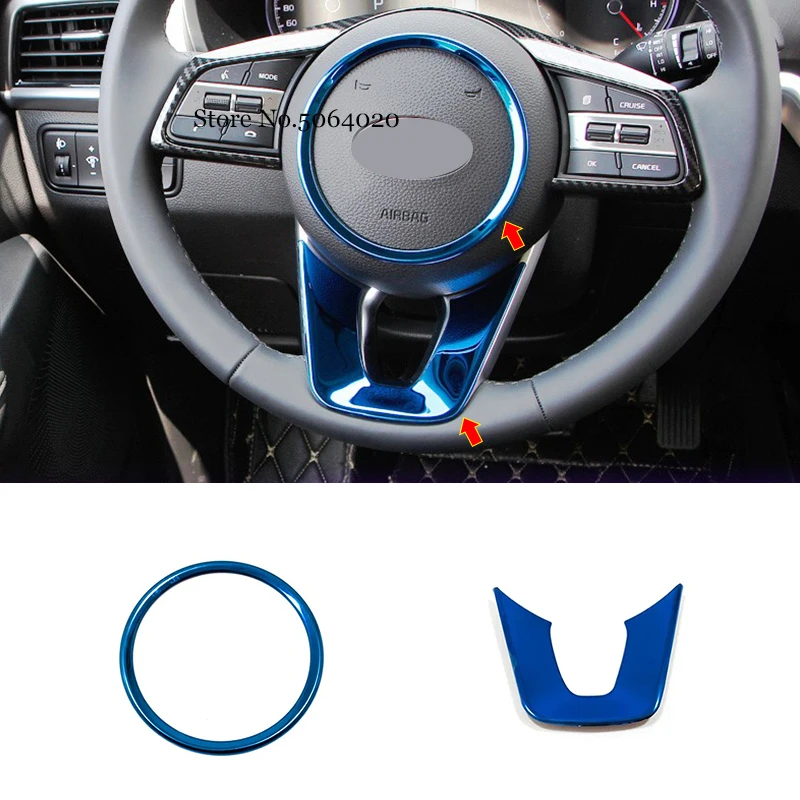 

For KIA Seltos 2020 2021 Stainless Silver Black Blue Carbon Car steering wheel button Sticker Cover Trim styling Accessories