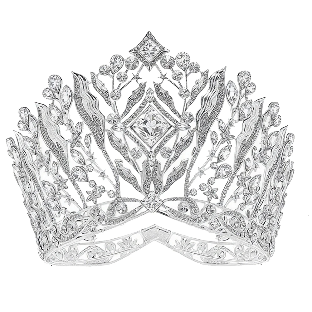 

Levmoudra Luxury Tall Pageant Crown, Crystal Elegant Royal Queen Headband Princess Headpieces Bride Big Crowns and Tiaras