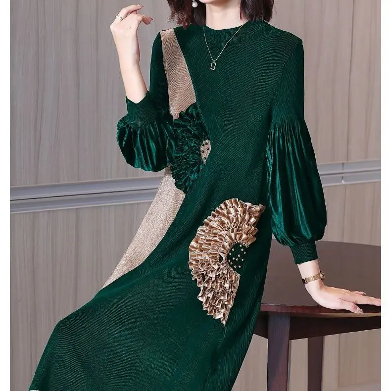 2024 New Fashion Spring Korea Dresses Women Oversize Autumn Lantern Long Sleeve Fashion Mini Sweater Vestidos for Women V338