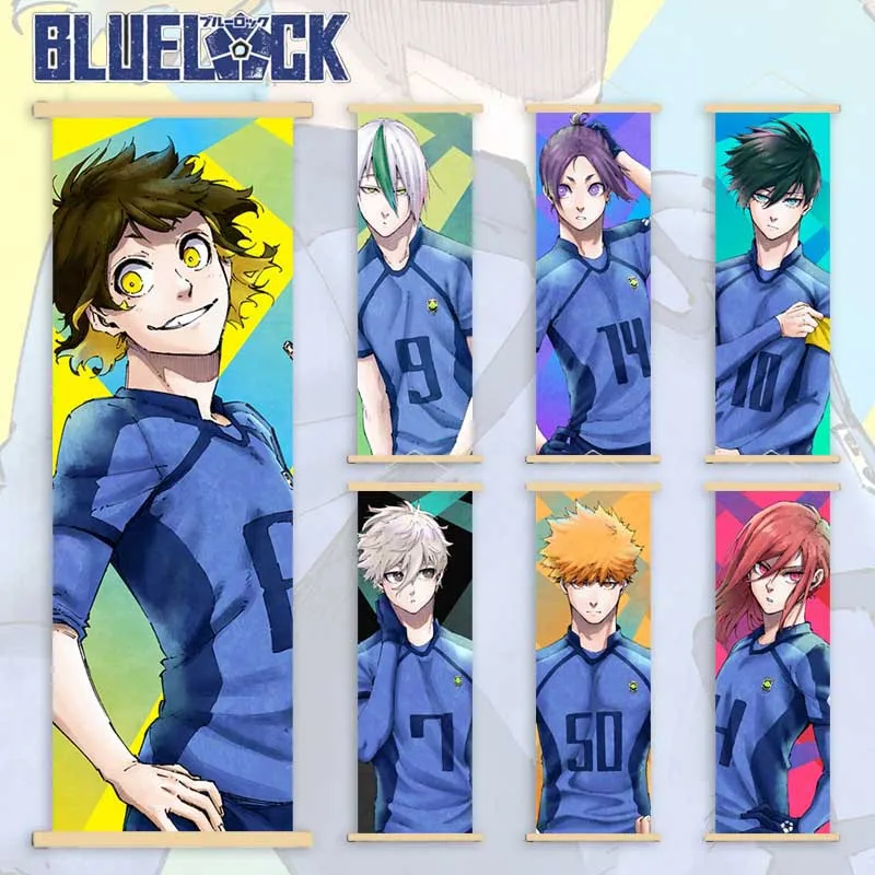 Blue Lock Hanging Painting Anime Poster Reo Mikage Wall Art Canvas Scroll Picture Isagi Yoichi Characters Home Decor Living Room