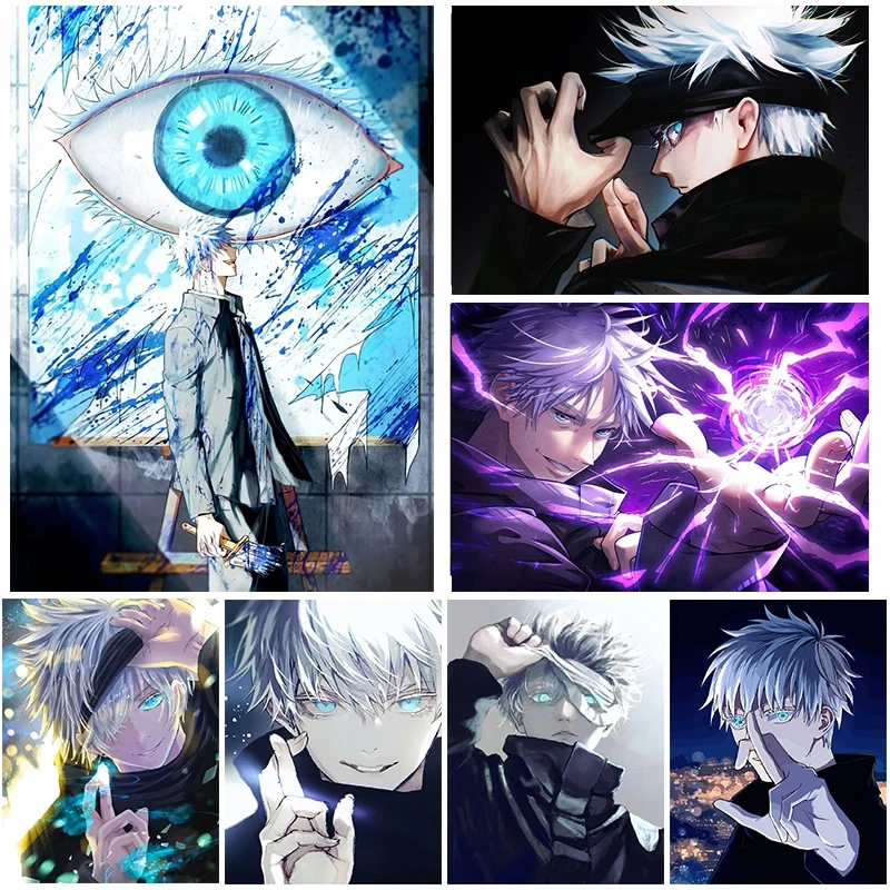 Japanische klassische Anime-Poster „Jujutsu Kaisen Gojo Satoru“ – Leinwanddruck Wandkunst für Wohnzimmer und Heimdekoration