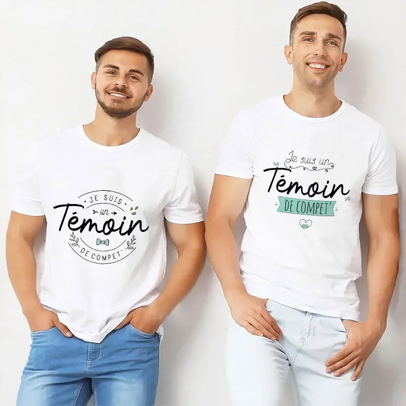 Temoin French Print T Shirt Groom Bachelor Party T-shirt Letter Graphic Tee Wedding Evg Tops Groomsman Clothes Best Man Tshirts