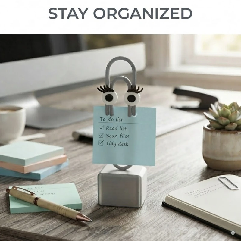 Oversized Eye Desktop Decoration, Paperclip Figurine in 3D Printed with Eyelashes Detail and a Freestanding Rectangular 37JD