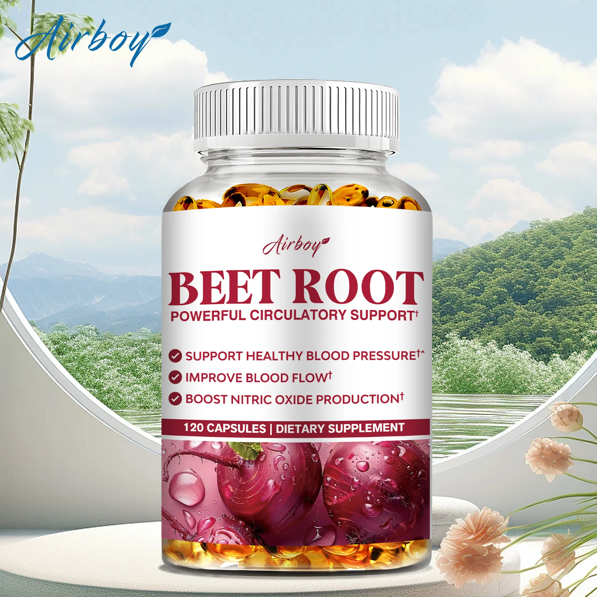 

Beet Root Capsules - Balance Blood Pressure, Support Heart & Cardiovascular Health, Improve Athletic Performance, Boost Vitality