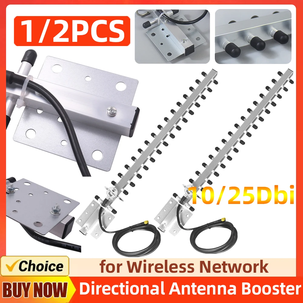 Yagi WiFi Antenna 2.4Ghz (25dBi) High Gain Directional Antenna Booster 2400-2500MHz With RP-SMA Connector for Wireless Network