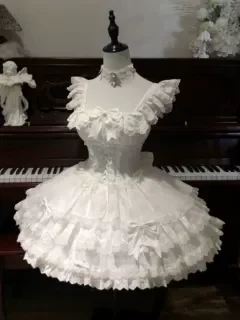 Ballet Style Lolita Dress White Cake Princess Skirt Birthday Gift Dress Small  Elegant Women's Clothing City Commute