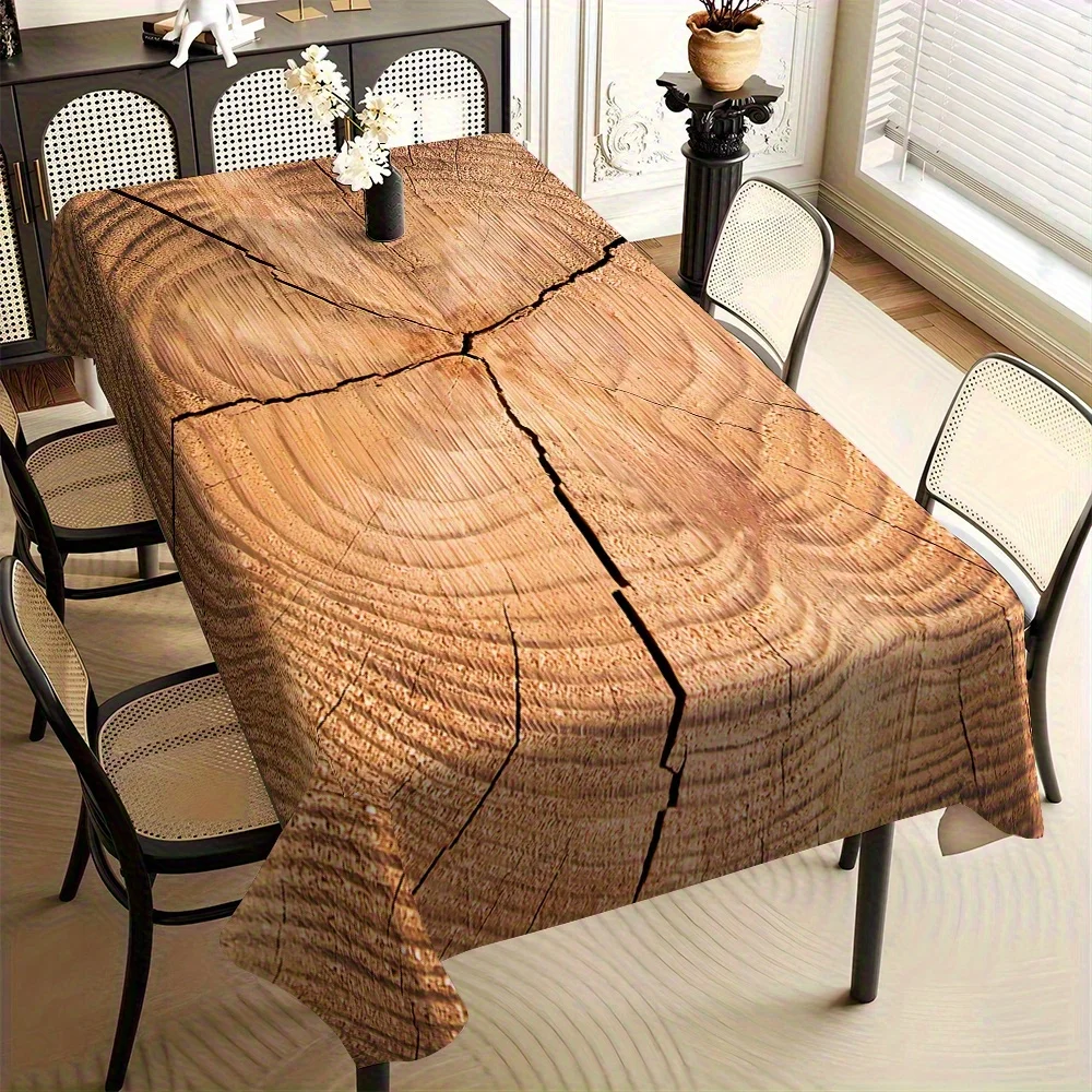 One-piece washable polyester tablecloth with realistic wood grain pattern - suitable for picnicszyc