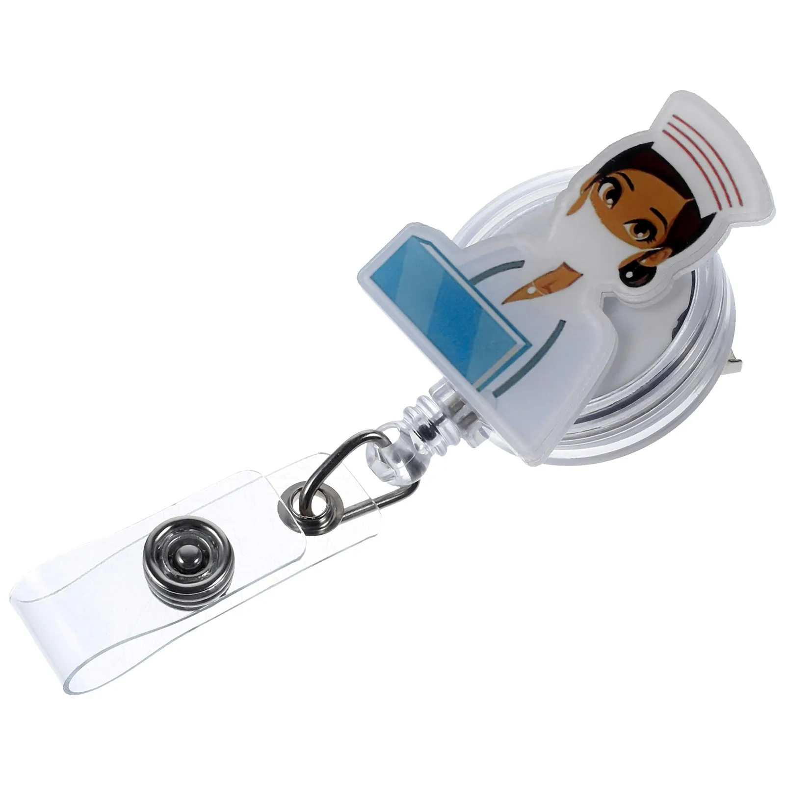 

Creative Retractable Badge Reel Name Tag Holder for ID Cards Keys Nurse Doctor Portable Multi-Function Clip Easy-Pull Buckle