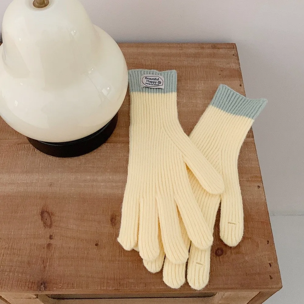 새로운 따뜻한 겨울 장갑 터치 스크린 두꺼운 다섯 손가락 장갑 솔리드 컬러 방풍 방한 니트 장갑 선물