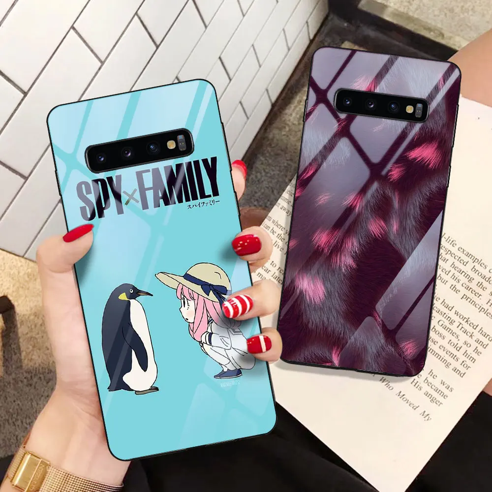 Tempered Glass Case for Samsung Galaxy S10 S9 S8 Plus S22 S21 S20 FE Ultra Note 10 Lite 20 9 Spy X Family Anime Cover Fundas