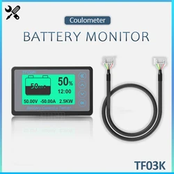 TF03K Battery Coulometer DC 8-120V 50A/100A/350A Battery Capacity Tester Voltage Current Display for Electric Car Touring Car