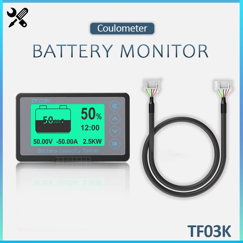 Bateria Coulometer dc 8120v 50a 100a 350a Battery Capacidade Tester Tensão Display Atual para Carro Elétrico Touring Car Tf03k