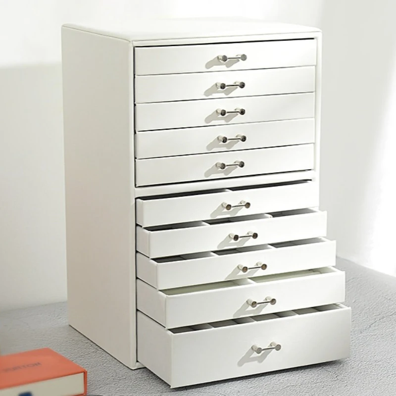 10 Layer Leather Jewelry Box Large Capacity Storage Drawer Boxes Necklace Earrings Organizers Box Women's Jewelry Gift Case