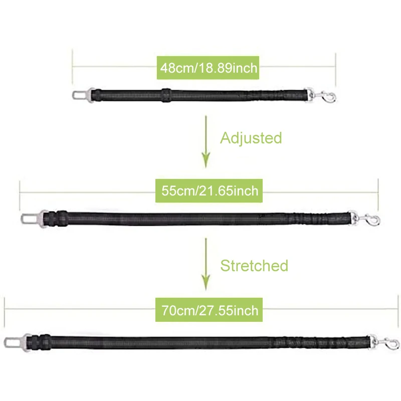 The dog seat belt is adjustable and retractable. Tugboat with elastic pet belt, car seat belt or safety rope image 4