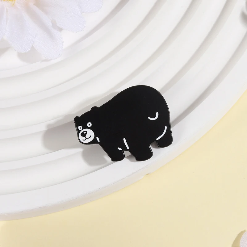 Cartoon American Black Bear Brooche Enamel Pins Cute Black Bear Smile Brooches Bag Lapel Badge Animal Jewelry Gifts for Friends view 2