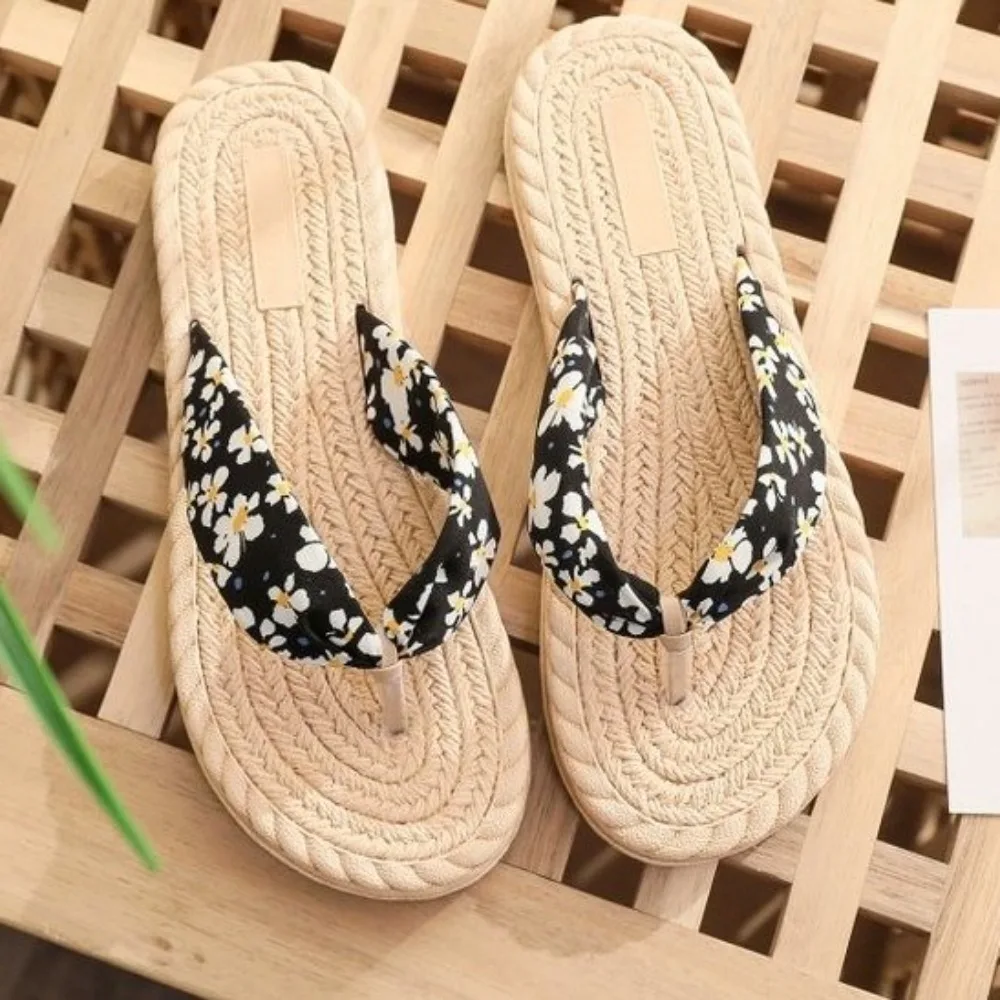 عادية بوهيميا نمط الأزهار الوجه يتخبط عدم الانزلاق إيفا الشرائح الصنادل النساء الحلو لينة وحيد منصة نعال مسطحة داخلي