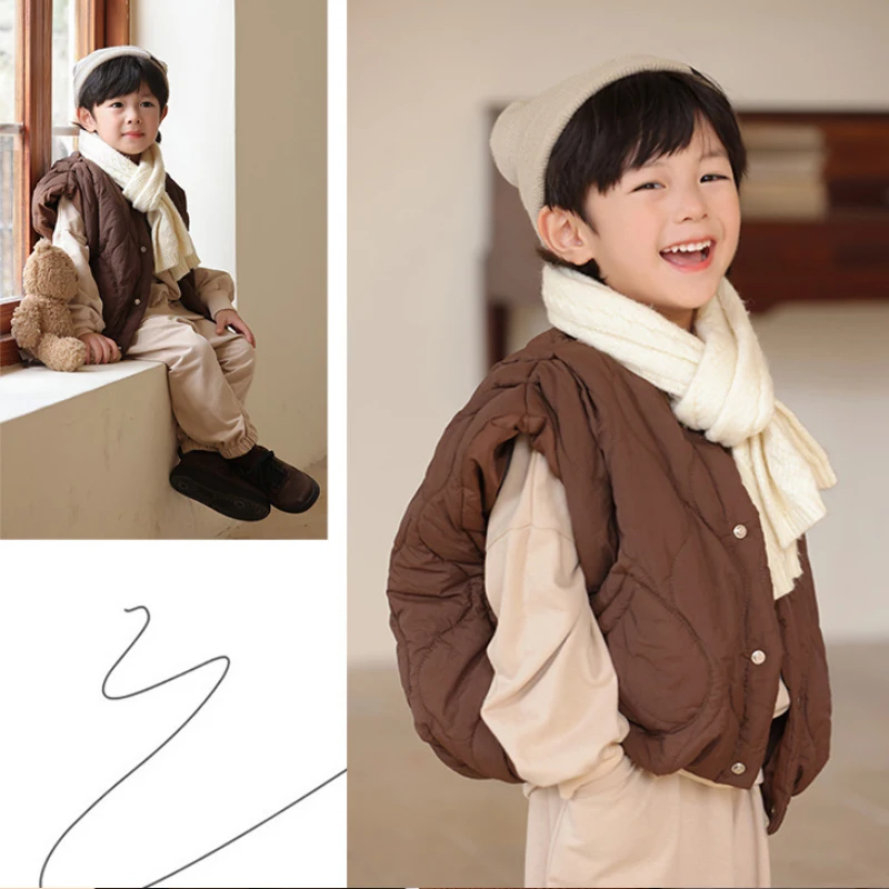 Kızlar yelek kış Sıcak tutmak için kadife ekleyin Erkek moda Joker aşağı kolsuz ceket 2-7 yaş yeni çocuk giyim Kore versiyonu