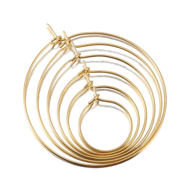 20pcs/lot 15-40mm Gold Stainless Steel Big Circle Wire Hoops Loop Earrings for DIY Dangle Earrings Jewelry Making Supplies Bulk