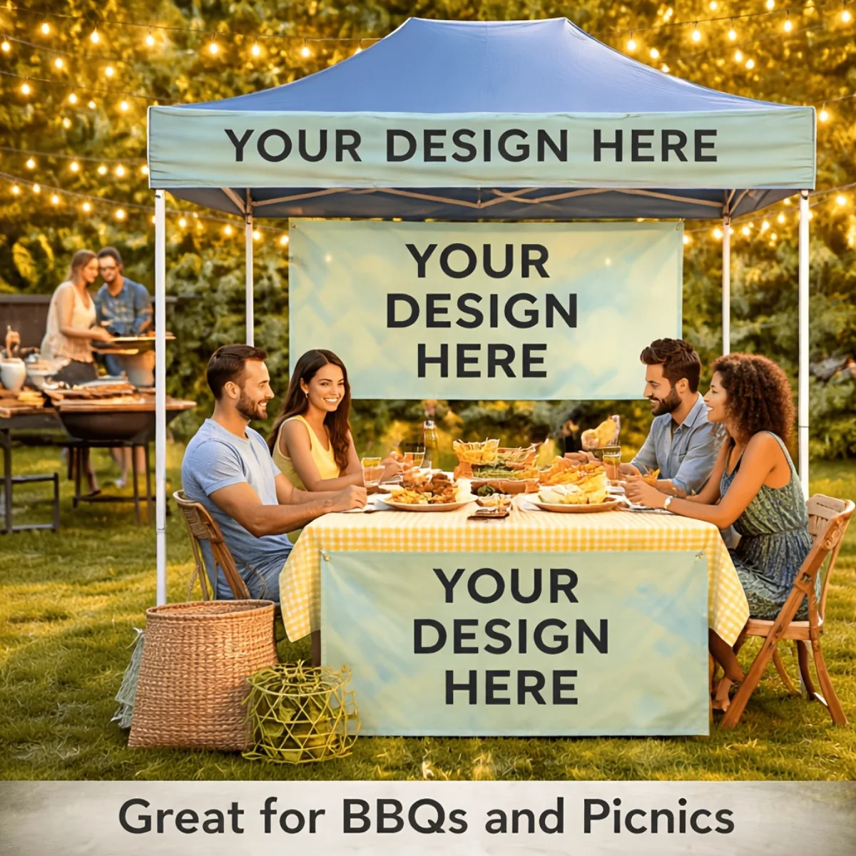 Personalized Logo Table Runner Tent Banner Bundle Custom Booth Branding Kit for Market Display Business Events