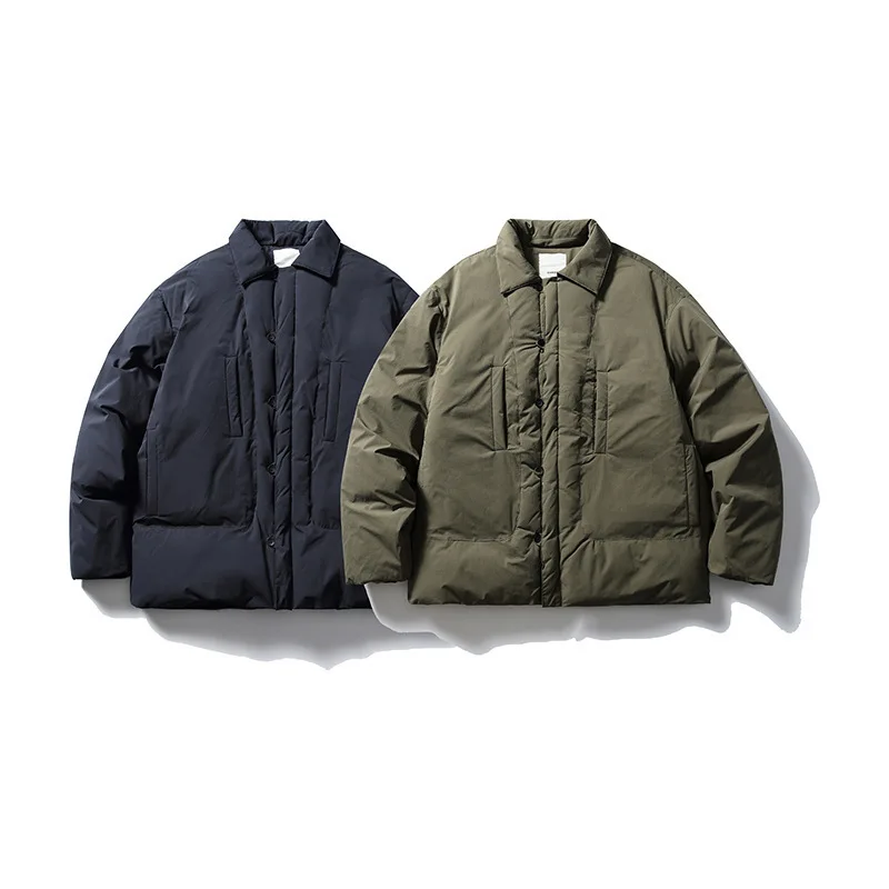 Japanese Retro Outdoor Warm Cotton Jacket Men's Solid Color Lapel Multi Pocket Bread Cotton Coat Trendy