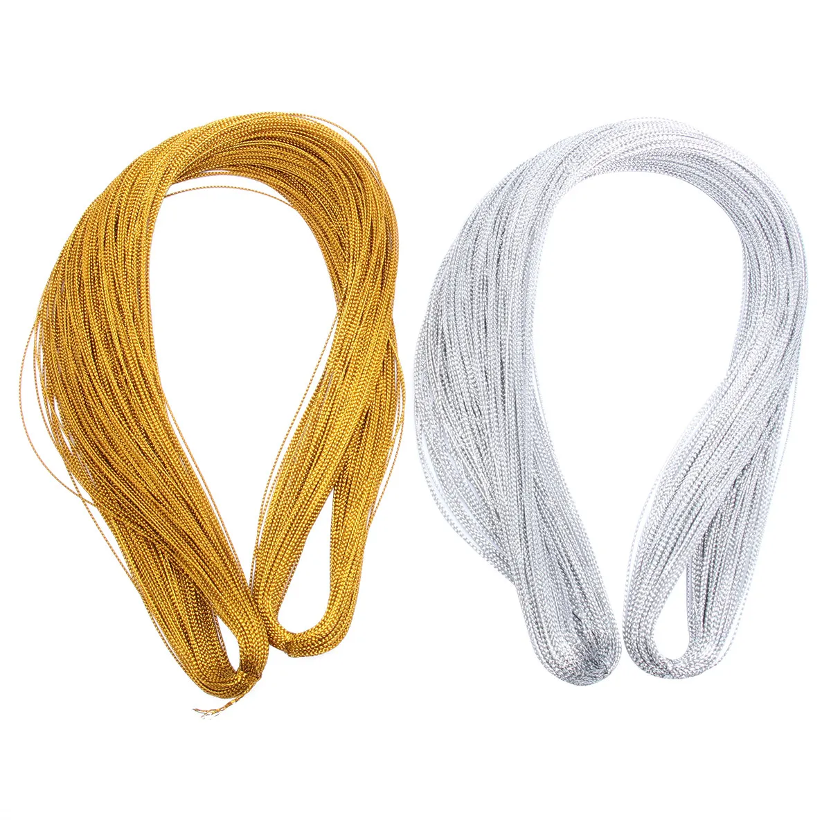 2 Bundles Metallic Hanging Tag Line Gold Silver Wire DIY Jewelry Label Thread for Craft Gift Wrap Decorations Line