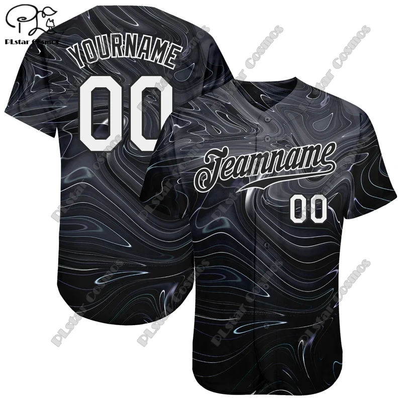 3D Voll druck benutzer definierte Name Grafikdesign bunte abstrakte flüssige Kunst authentische Baseball Hip Hop Tops Shirts Unisex